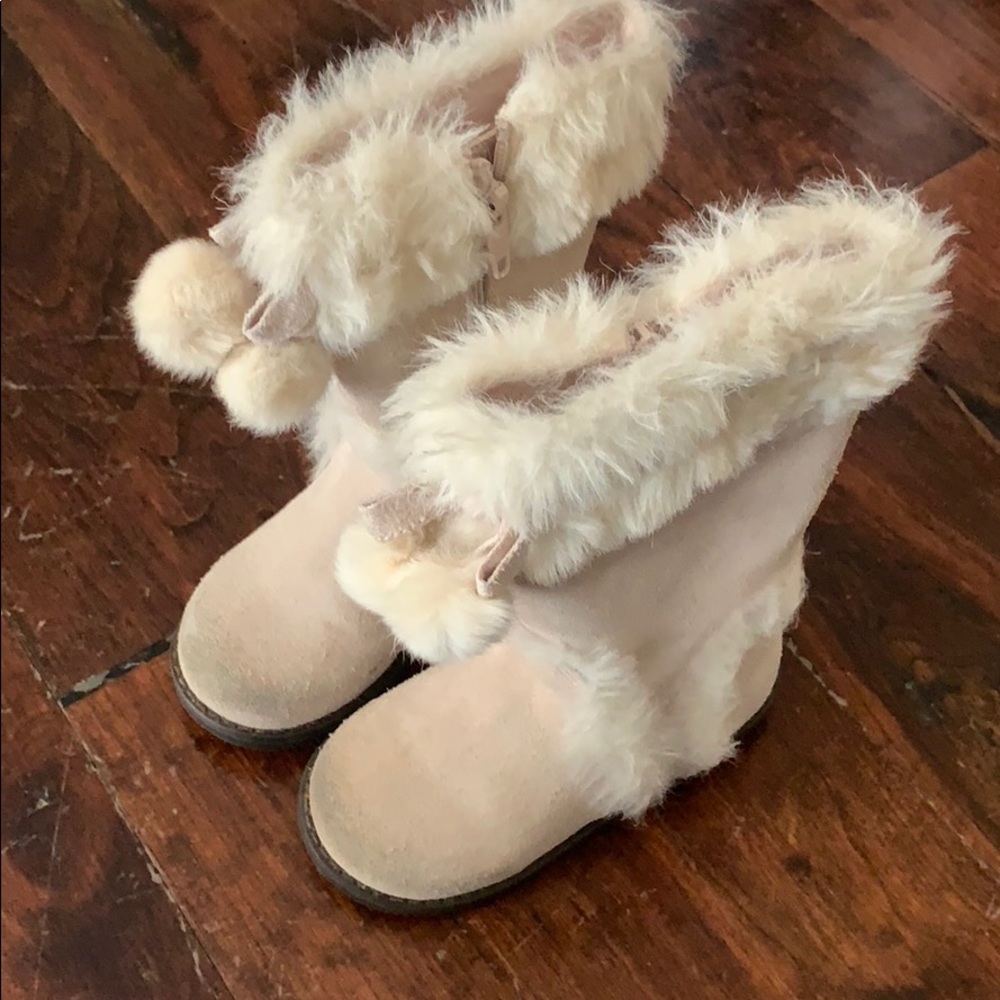 Janie and Jack, pink fur boots, size 7
